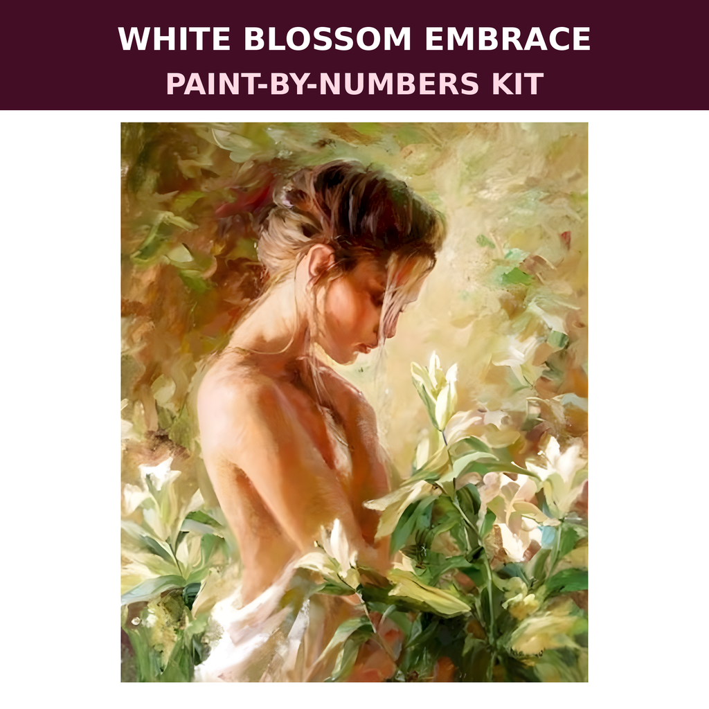 White Blossom Embrace Paint-by-Numbers Kit — gallery role 2: 02-ready-to-paint-hero