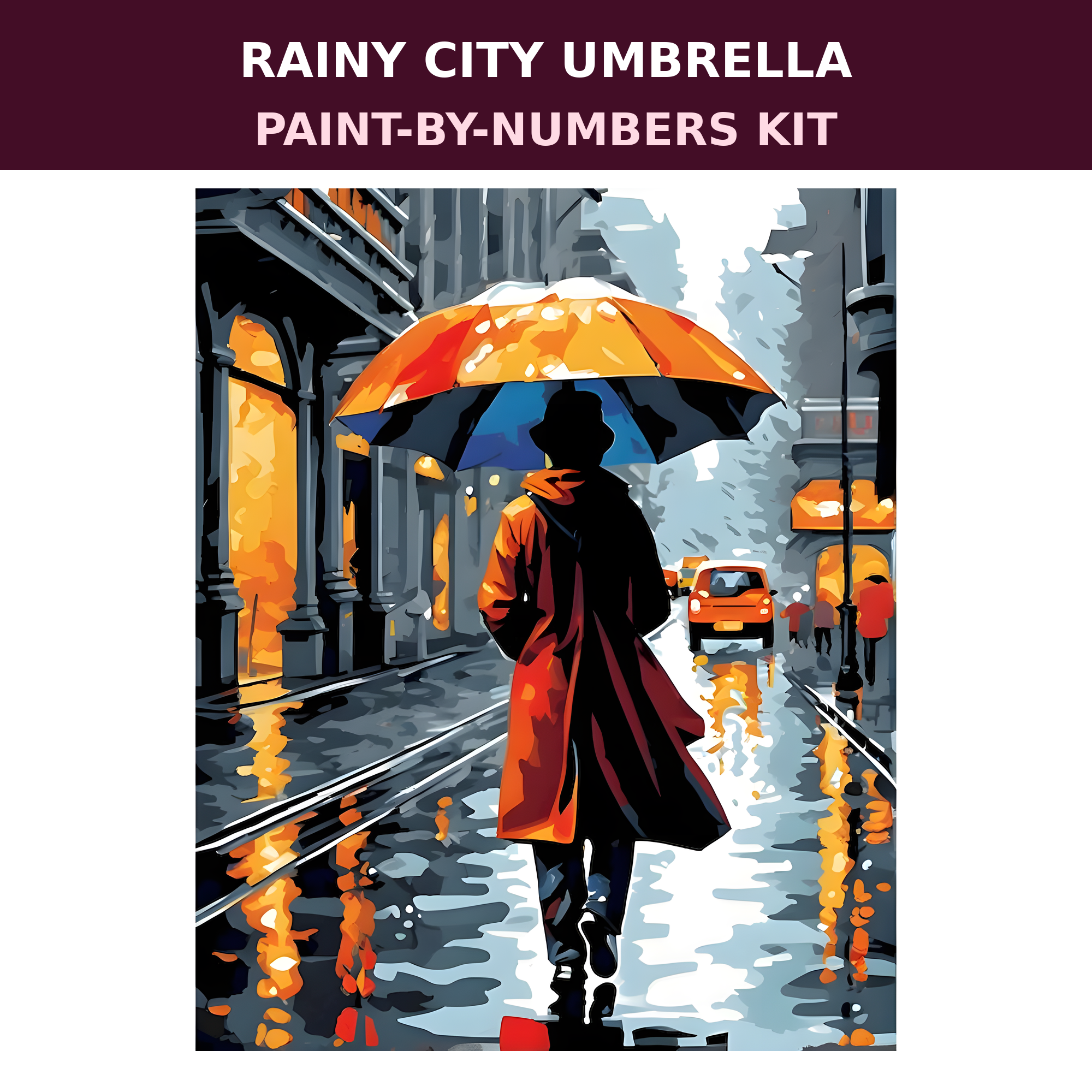 Rainy City Umbrella Paint-by-Numbers Kit — gallery role 2: 02-ready-to-paint-hero