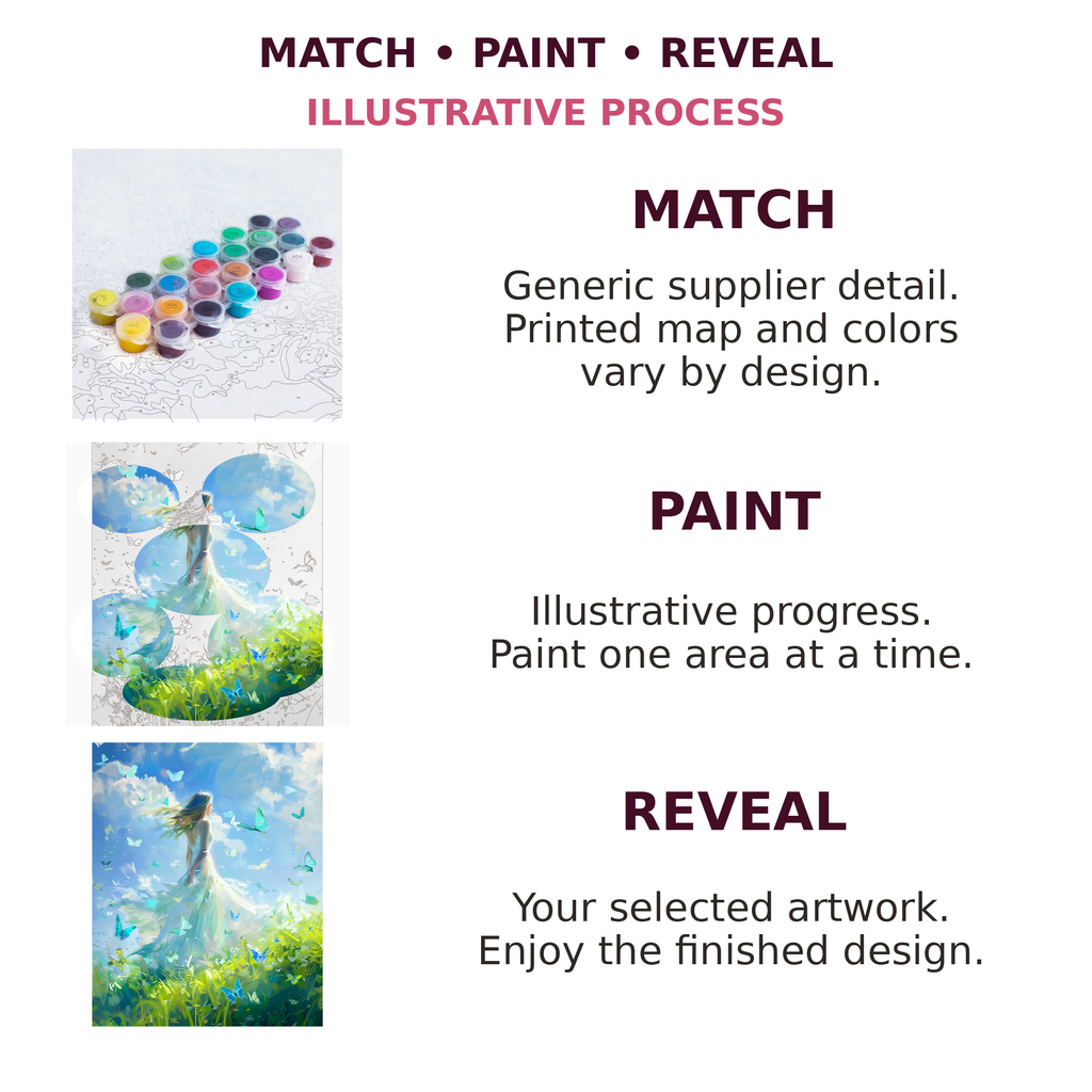 Butterfly Meadow Paint-by-Numbers Kit — gallery role 5: 05-match-paint-reveal