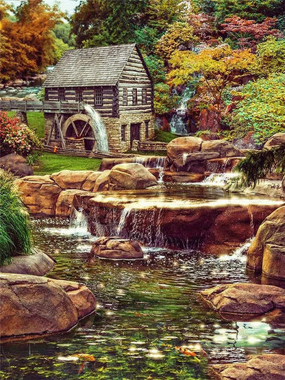 Sunlit Lakeside Stairway Paint-by-Numbers Kit