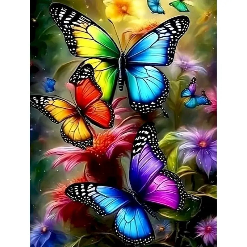 PhotoCustom Animal Diamond Painting Kits Butterfly Full Square Round DIY Diamond Mosaic Fantasy Home Decoration
