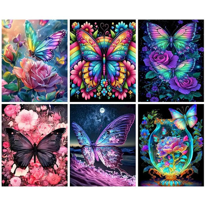 PhotoCustom Animal Diamond Painting Kits Butterfly Full Square Round DIY Diamond Mosaic Fantasy Home Decoration
