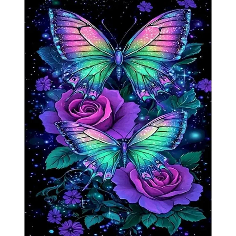 PhotoCustom Animal Diamond Painting Kits Butterfly Full Square Round DIY Diamond Mosaic Fantasy Home Decoration