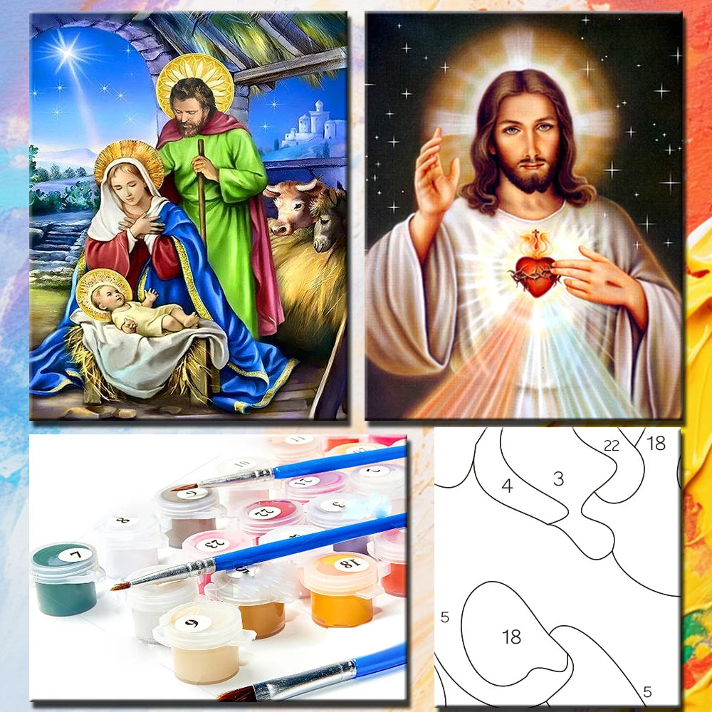 Jesus religious paint-by-number kit artwork preview