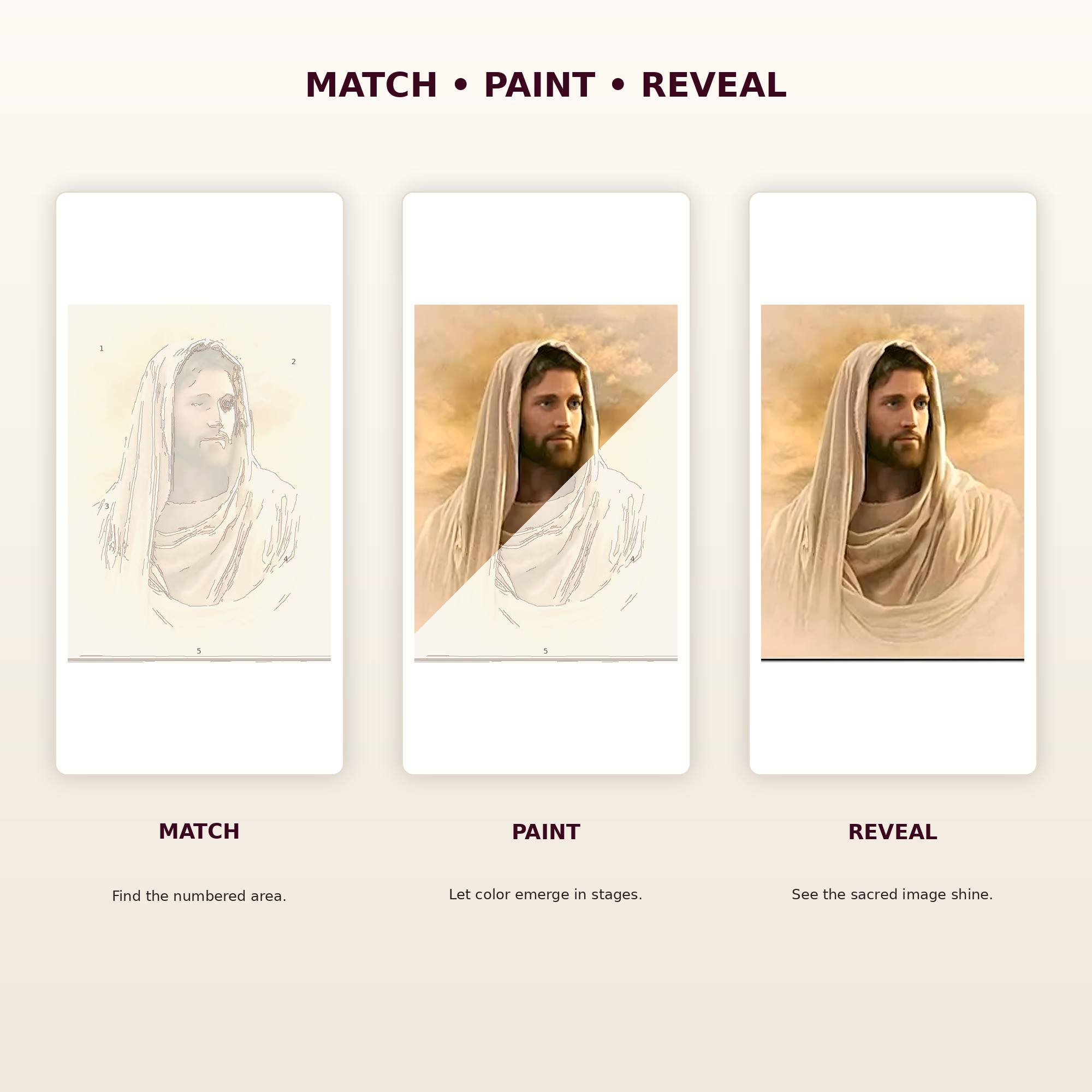 SimpleArt Jesus in Cream Robe Portrait — gallery role 5: 05-match-paint-reveal